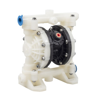 ปั๊มไดอะแฟรม RV AODD พลาสติกพร้อมไดอะแฟรม PTFE วัสดุ PP และแรงดันสูงสุด 100 psi